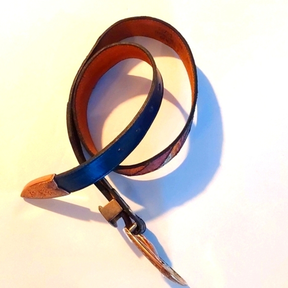 Dan Post |Vintage Python Multi-Color Silver Buckle Black Dress Belt RARE! Sz.S/M main image 8